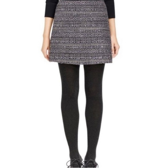 Tory Burch Ada Tweed Grey Metallic Thread Mini Skirt Sz6 - Picture 4 of 14